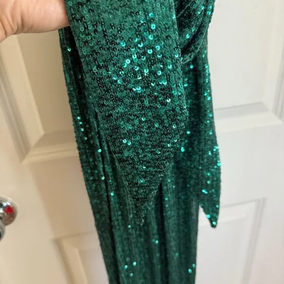 Revolve NBD Elektra Gown Party Dress Emerald Green Kelly sequins maxi sz small - Picture 9 of 16